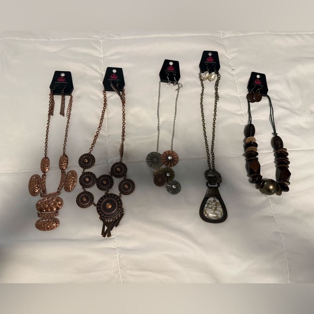 Set of 5 Paparazzi necklaces and earrings set